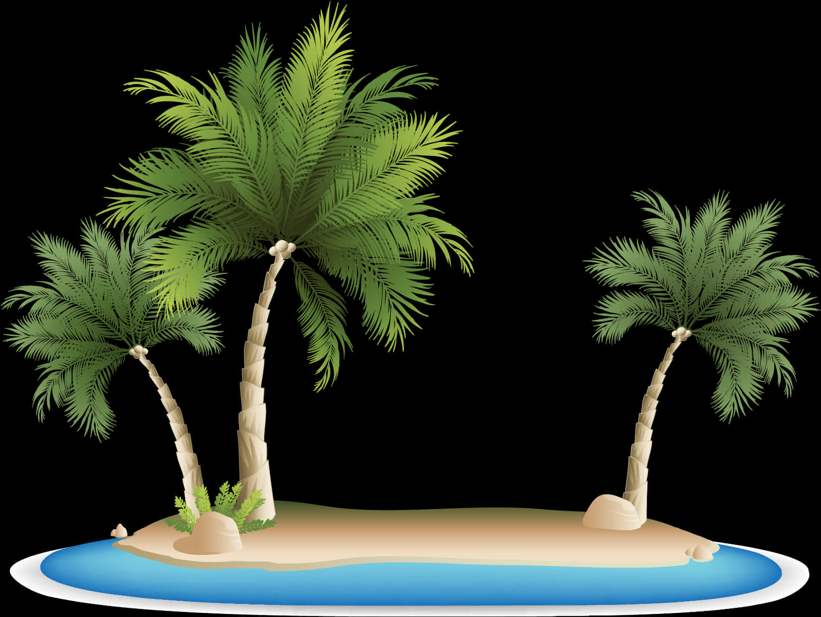 Tropical Palm Island Illustration