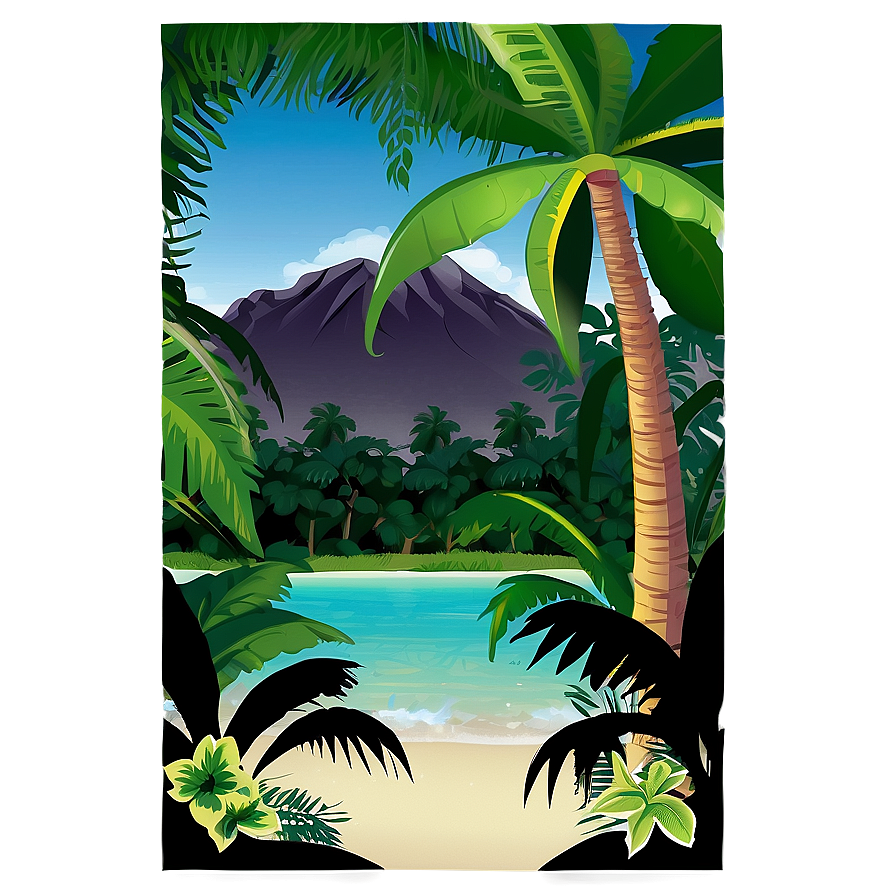 Tropical Scene Border Png 06272024