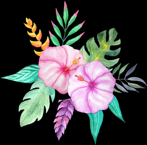 Tropical Watercolor Floral Arrangement
