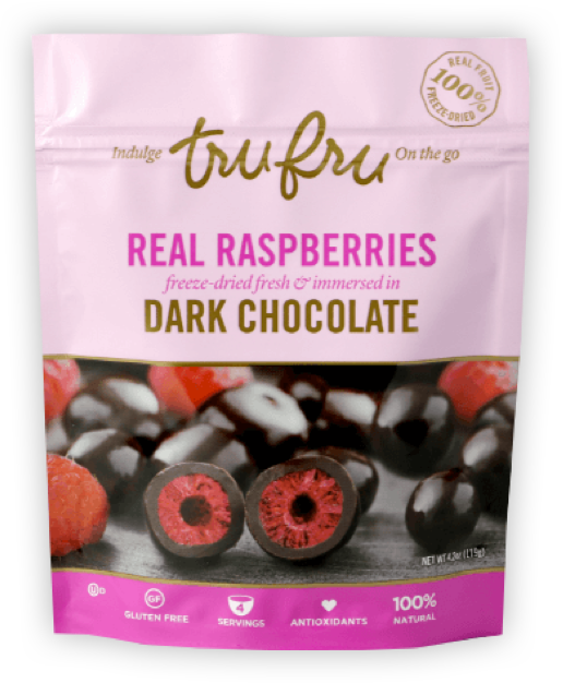 Tru Fru Dark Chocolate Covered Raspberries Package