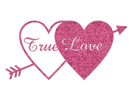 True Love Hearts Arrow Graphic