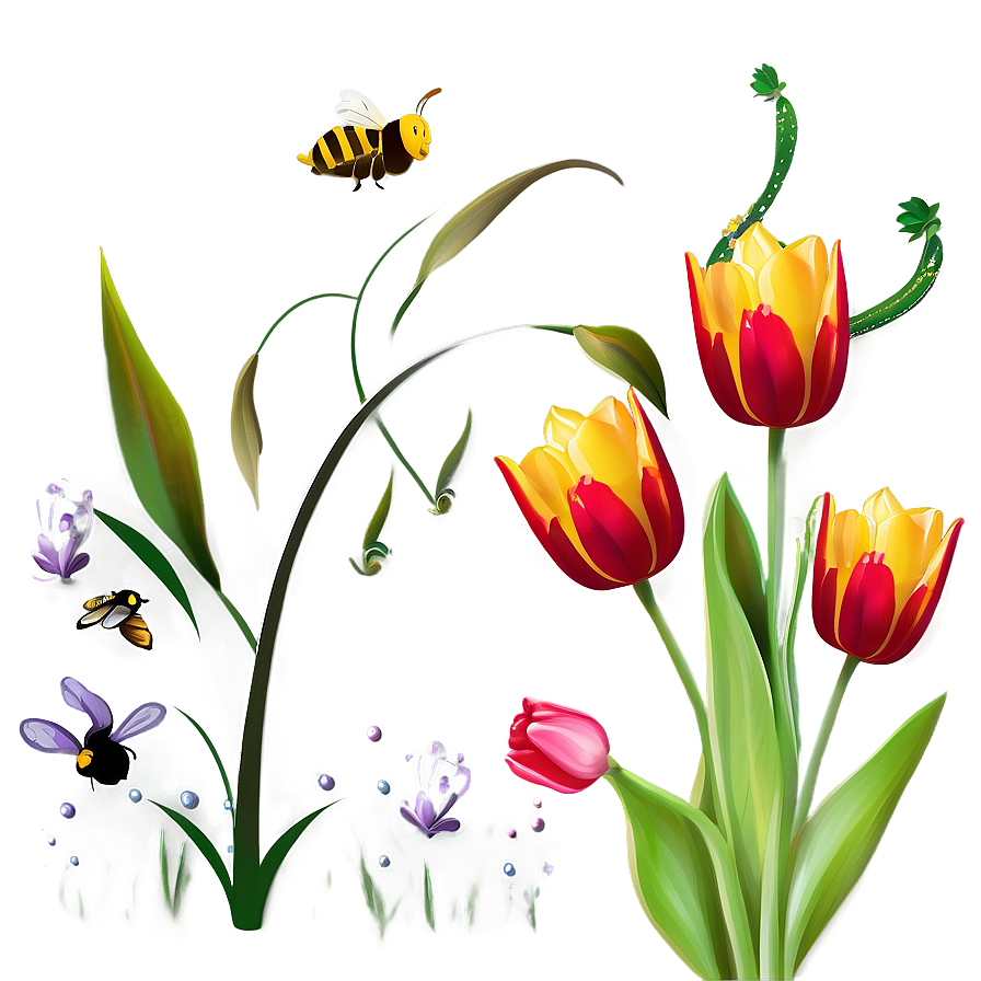 Tulips And Bees Png 05242024