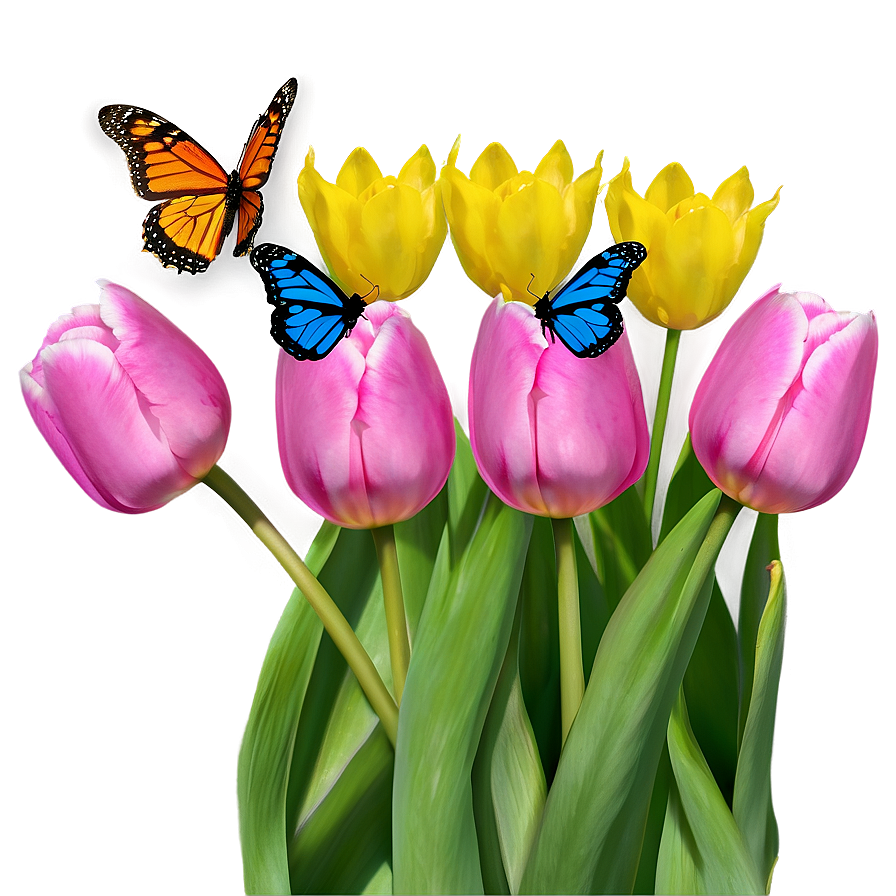 Tulips And Butterflies Png 45