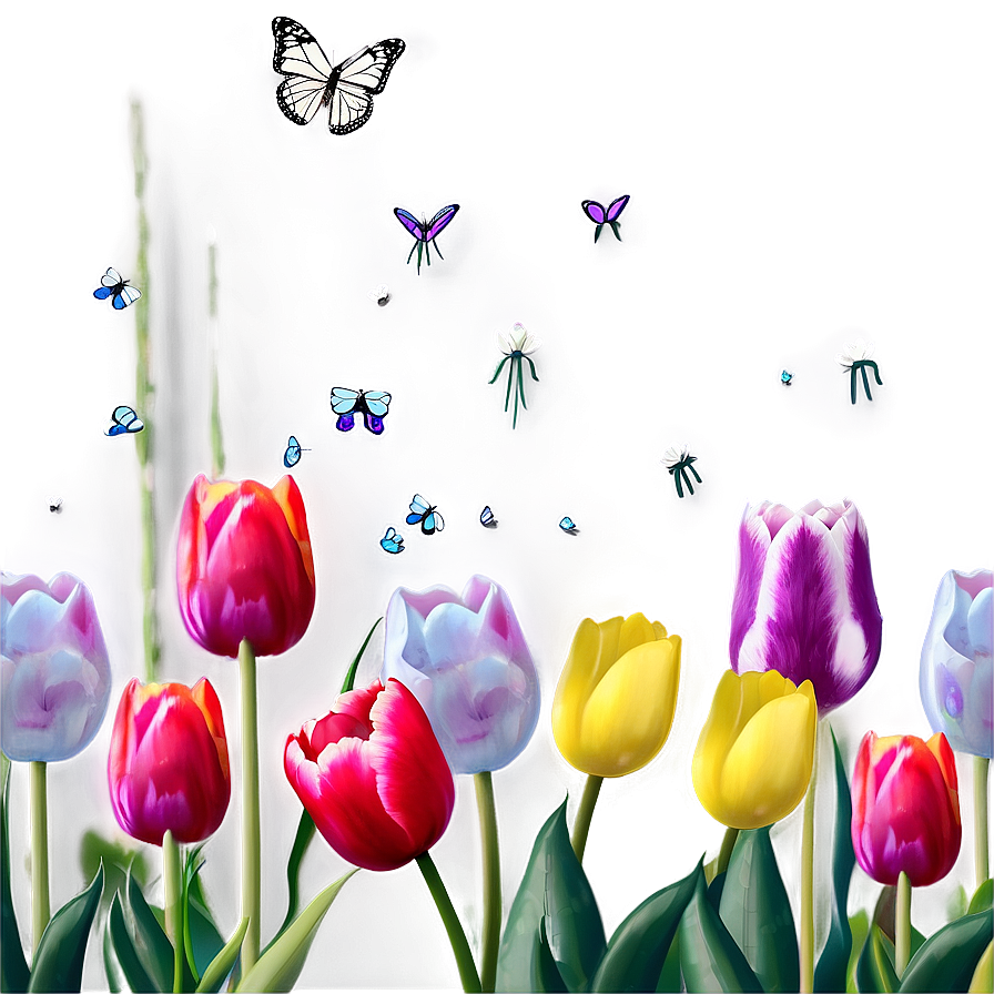 Tulips And Butterflies Png 72