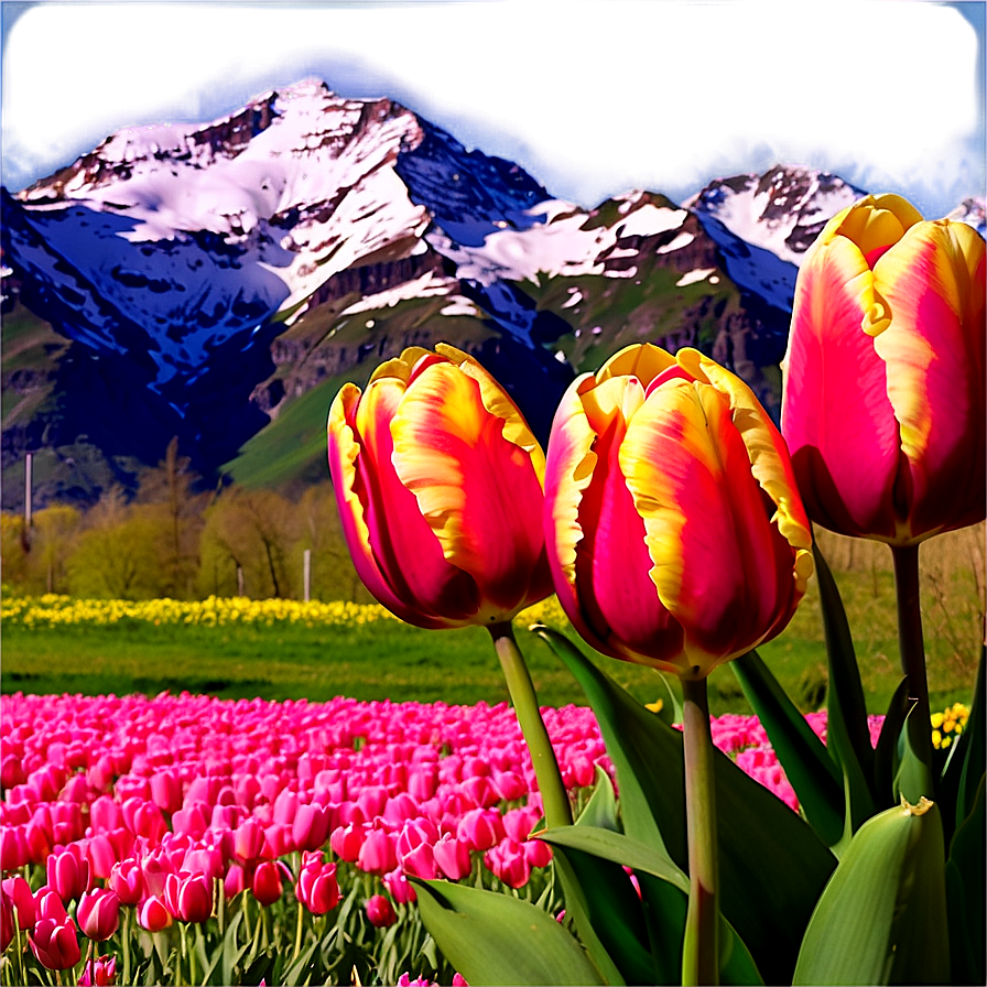 Tulips And Mountains Png Npj