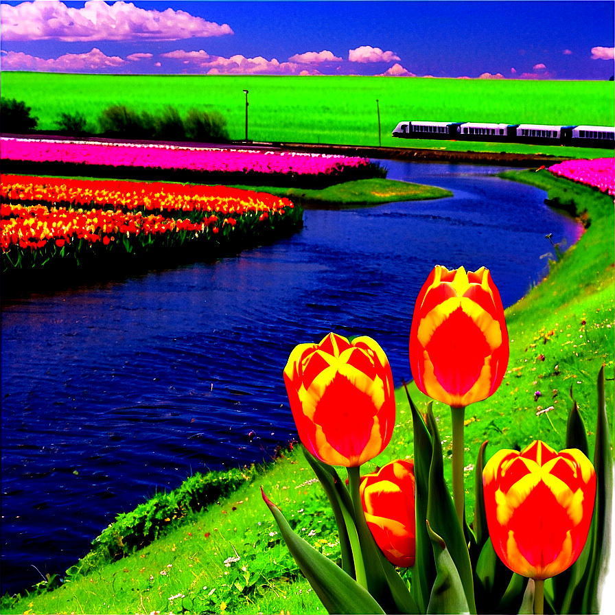 Tulips And River Png Iec85