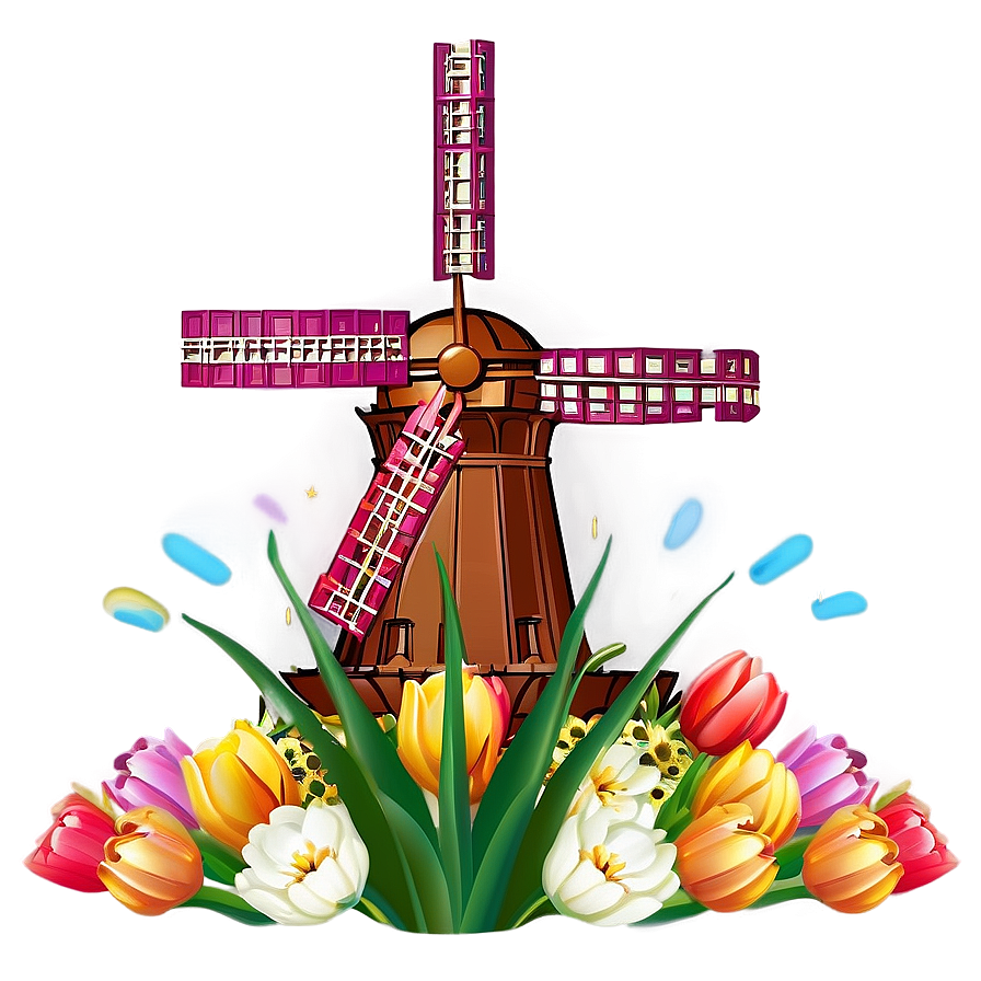 Tulips And Windmill Png Hrh