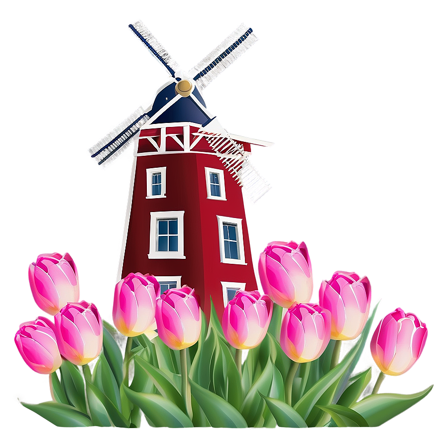 Tulips And Windmill Png Yri16