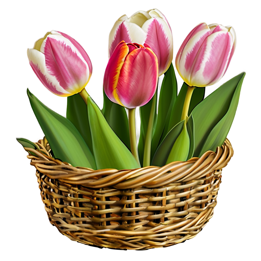 Tulips In Basket Png 05242024