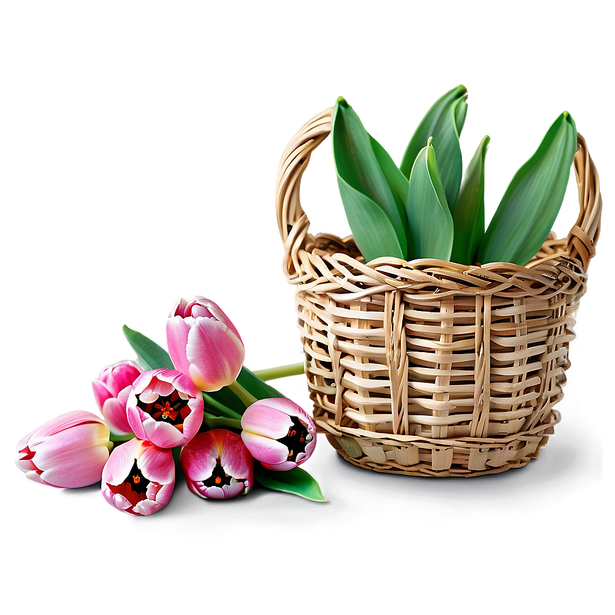 Tulips In Basket Png Ywo26