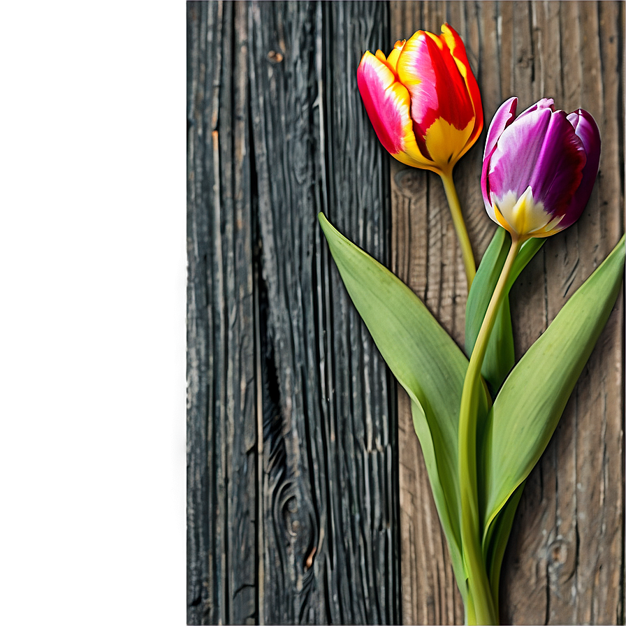 Tulips On Wood Png Lhu2