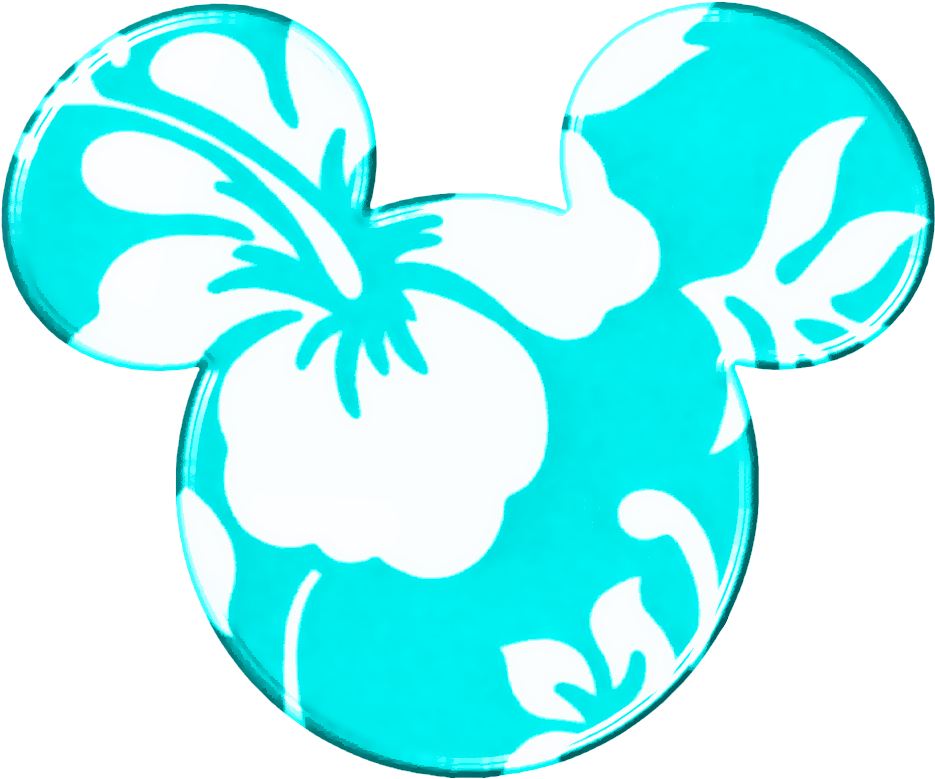 Turquoise Floral Mickey Mouse Ears
