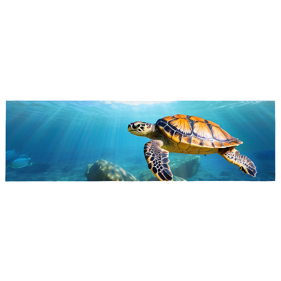 Turtle In Ocean Scene Png Luf93