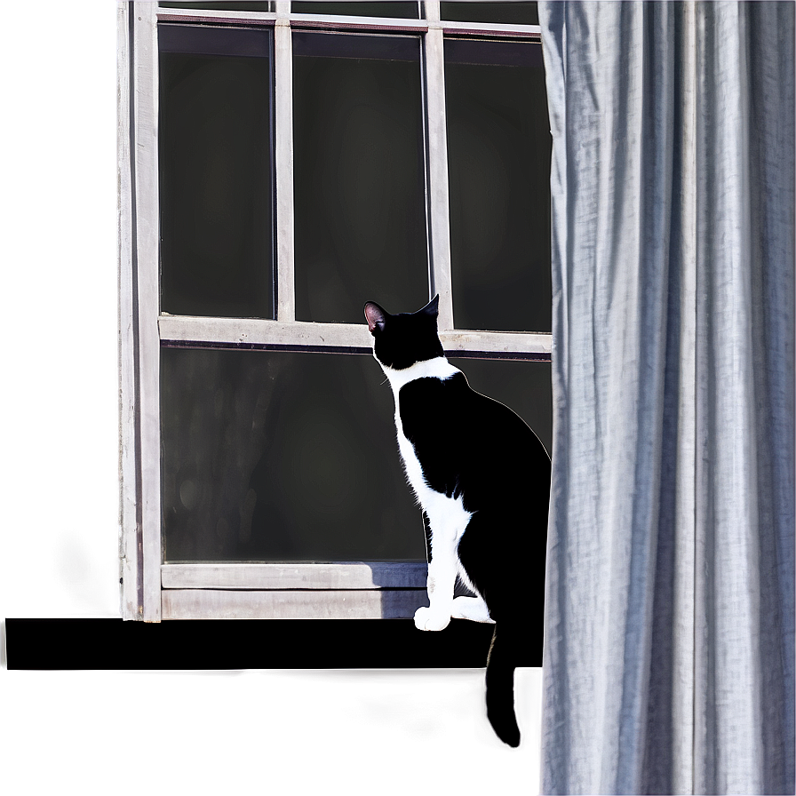 Tuxedo Cat At Window Png 06262024