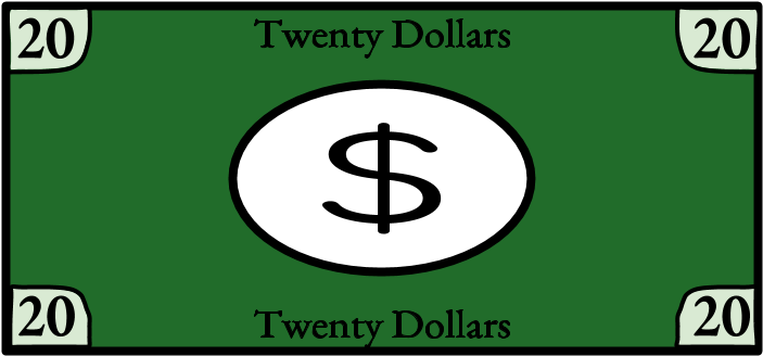 Twenty Dollar Bill Design Graphic