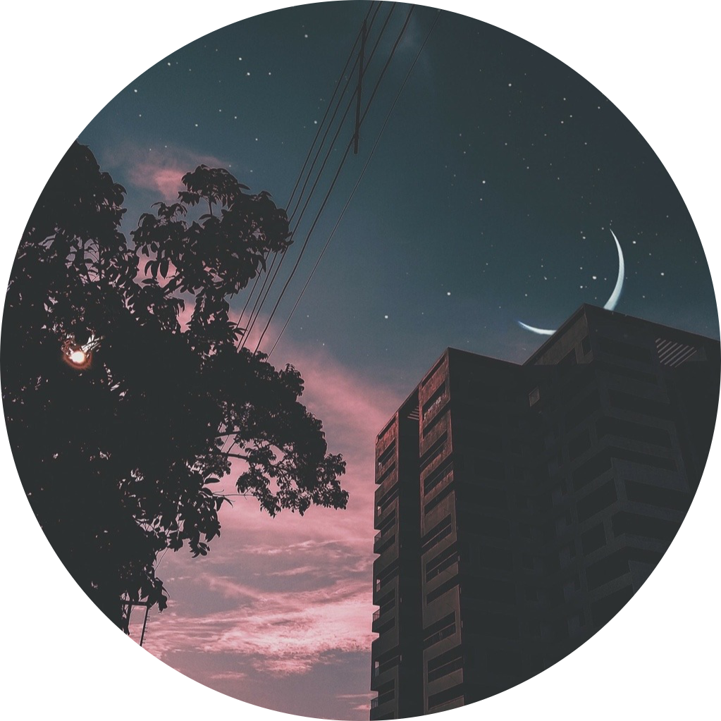 Twilight Crescent Moon Urban Skyline