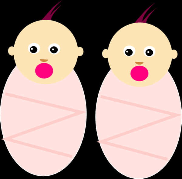 Twin Cartoon Babies Illustration