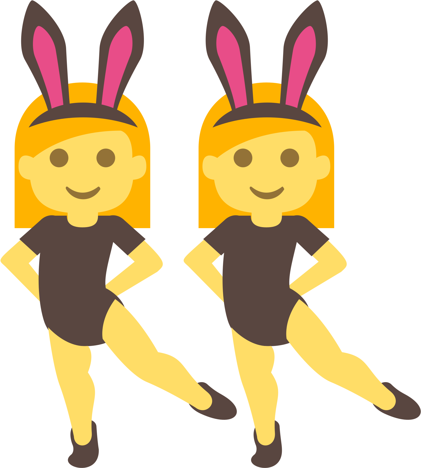 Twin Cartoon Girlswith Bunny Ears