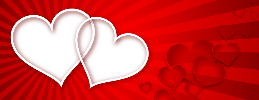 Twin Hearts Red Background