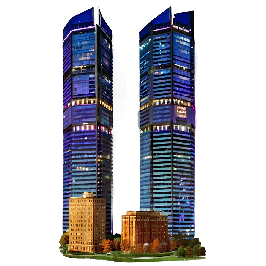 Twin Towers At Night Png Smt36