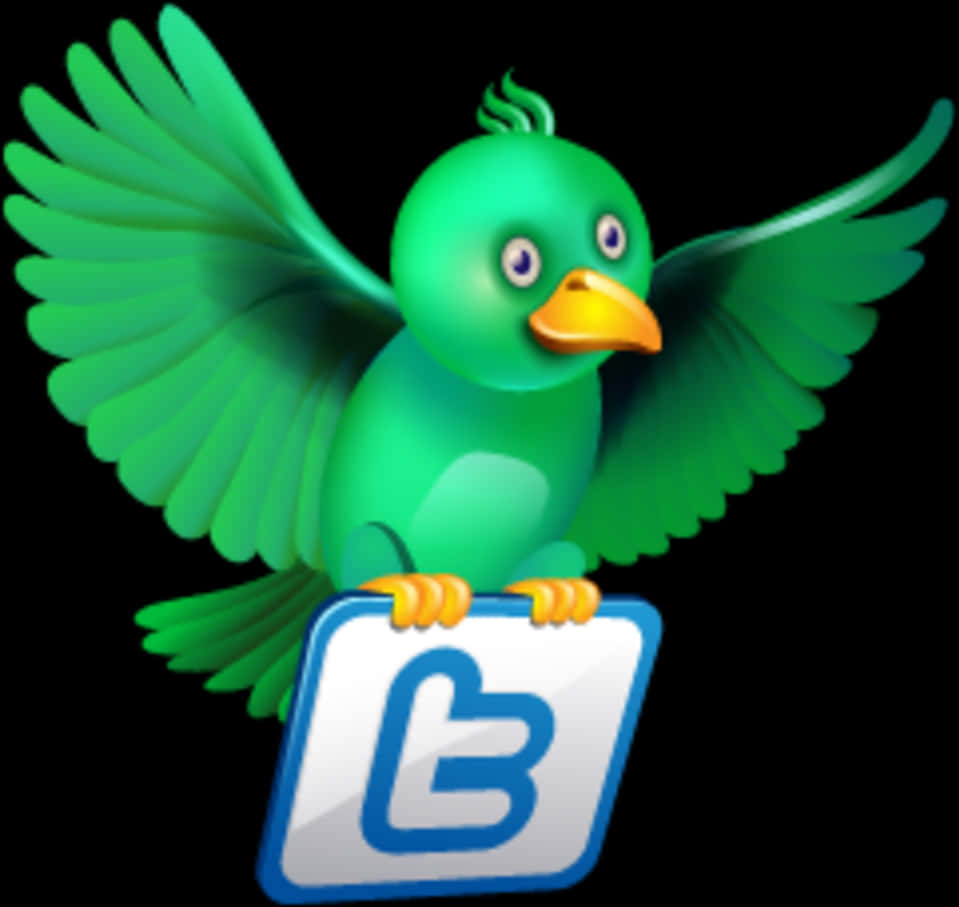 Twitter Mascot Holding Logo