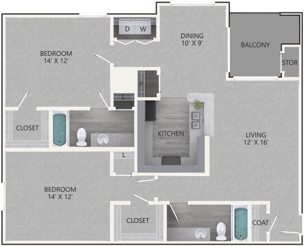 Two Bedroom Apartment Floor Plan