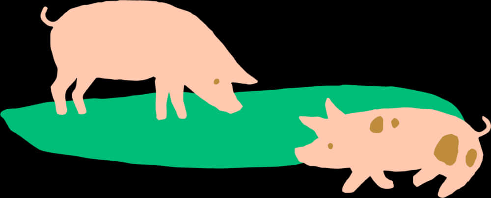 Two Cartoon Pigs Illustration