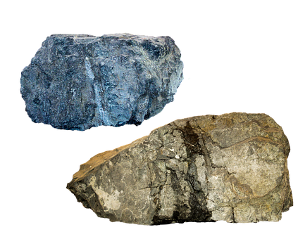 Two Geological Samples Black Background