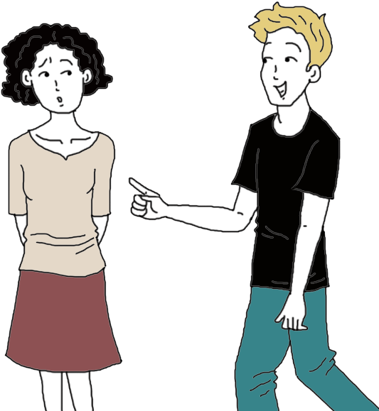 Two People Interacting Cartoon