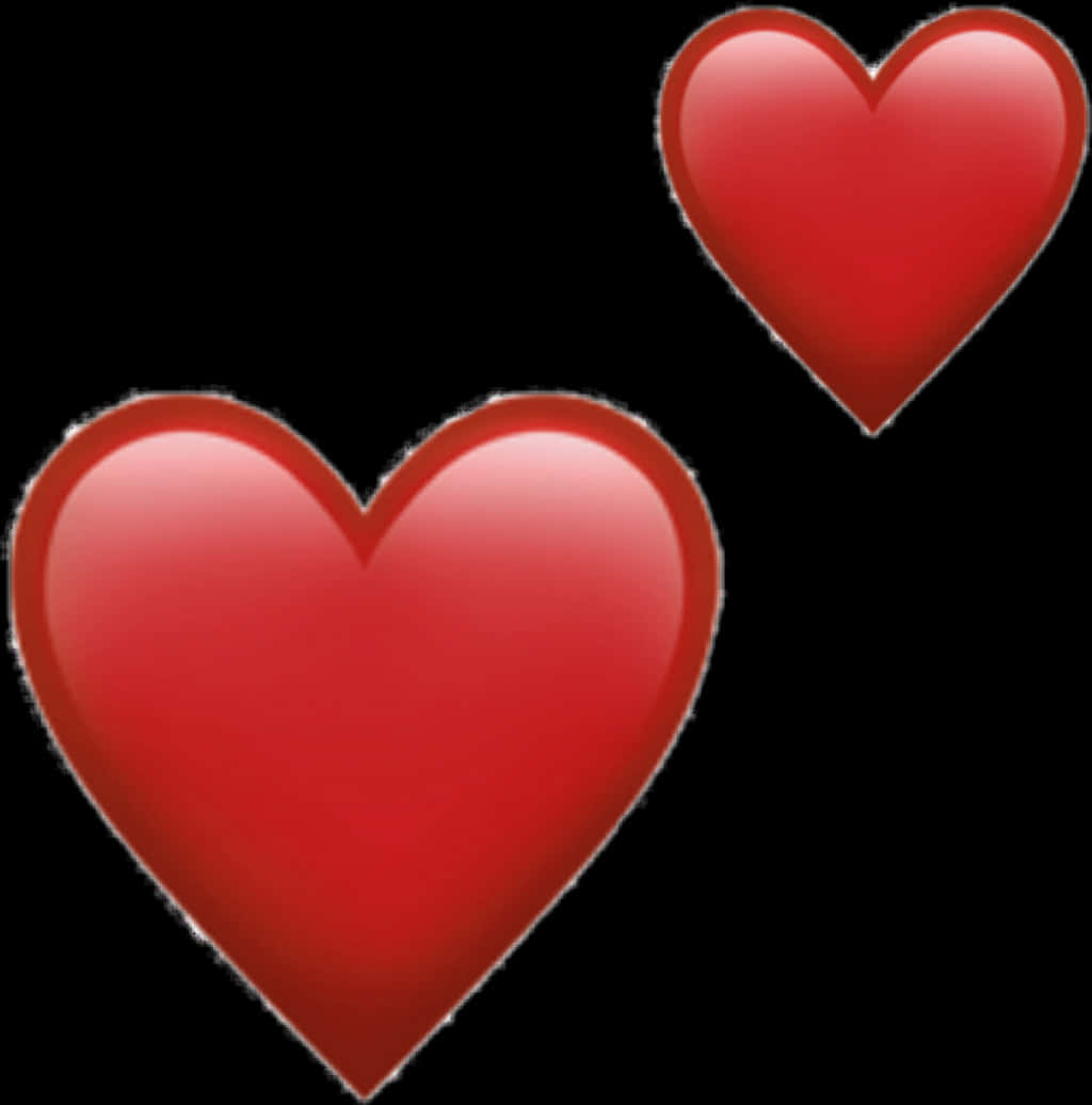 Two Red Hearts Black Background