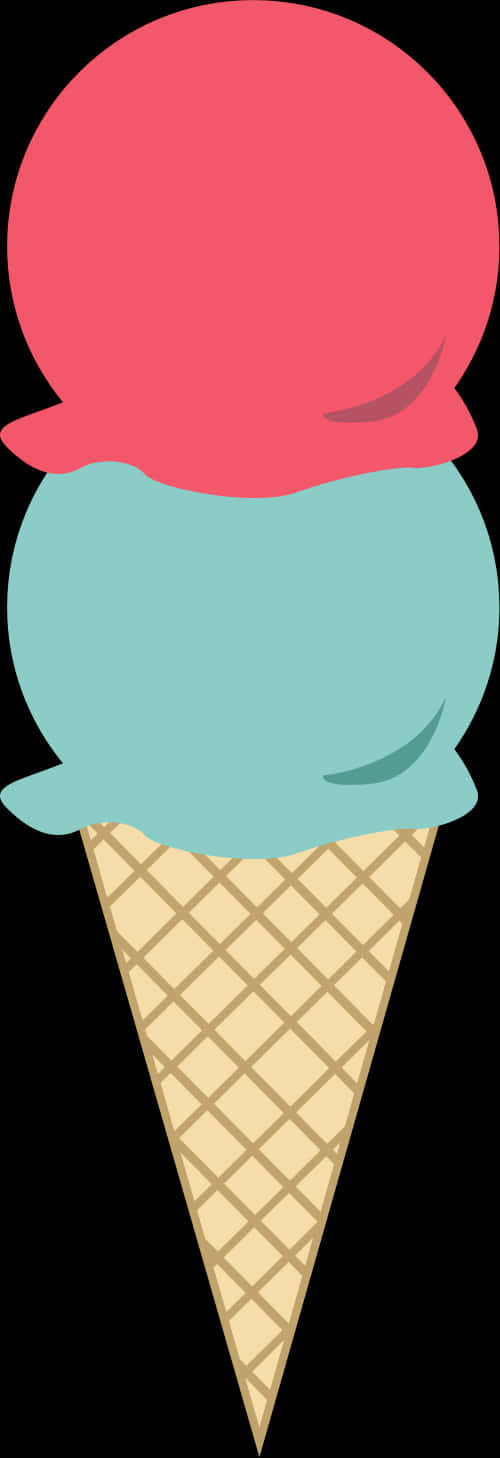 Two Scoop Ice Cream Cone Illustration