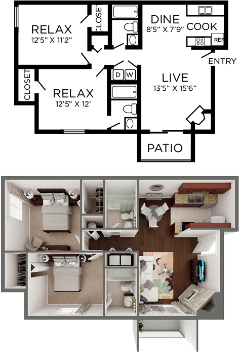 Two Story Apartment Floor Plan Design