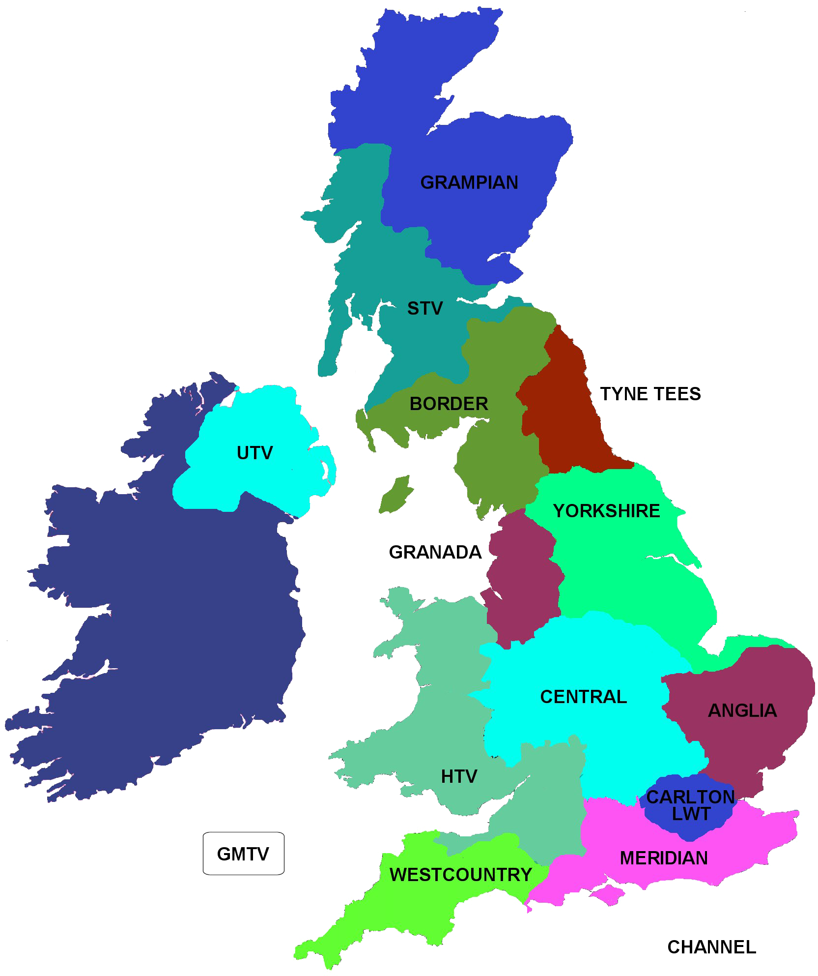 U Kand Ireland Television Regions Map