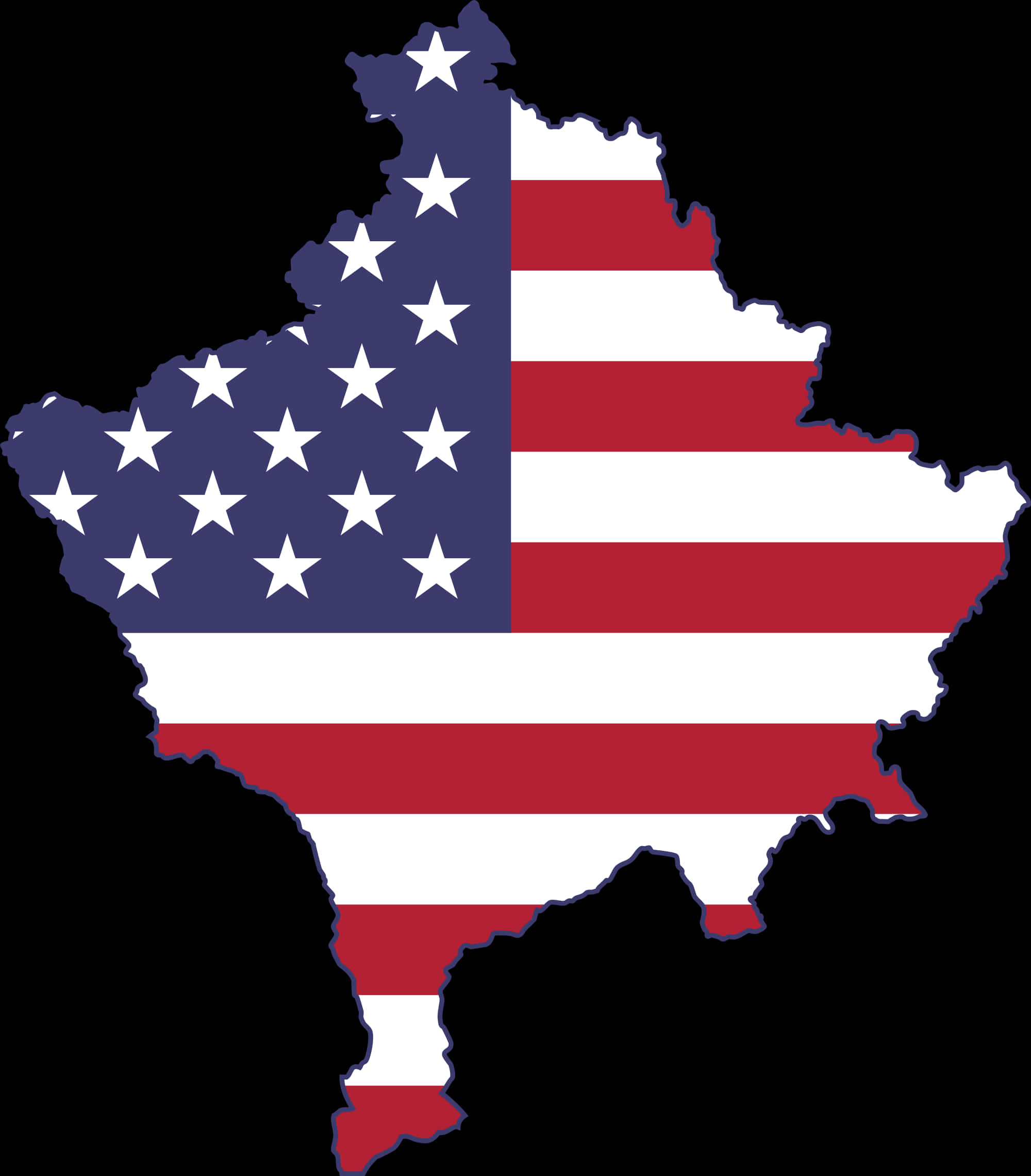 U S A Flag Map Outline