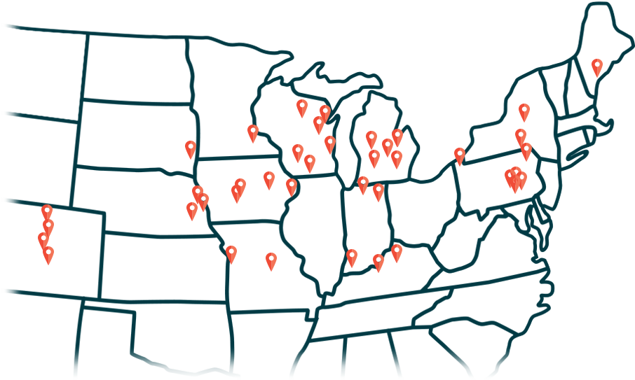 U S A Mapwith Location Pins