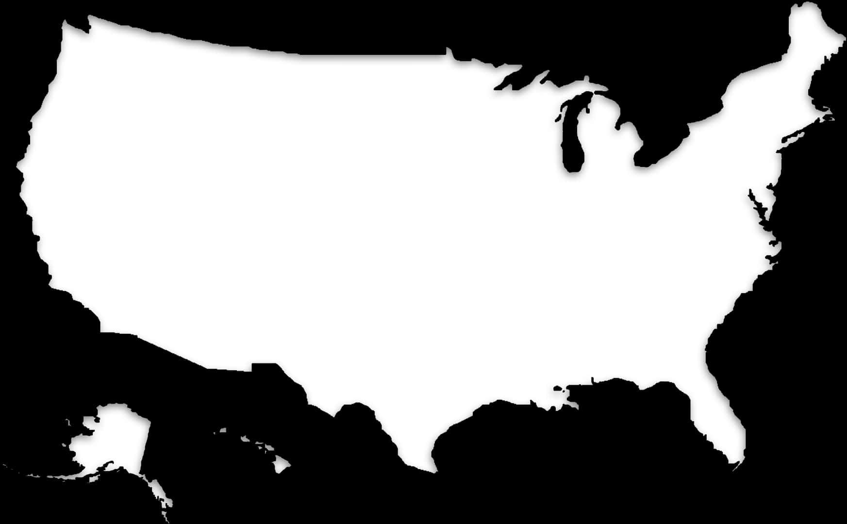 U S A Outline Map Blackand White
