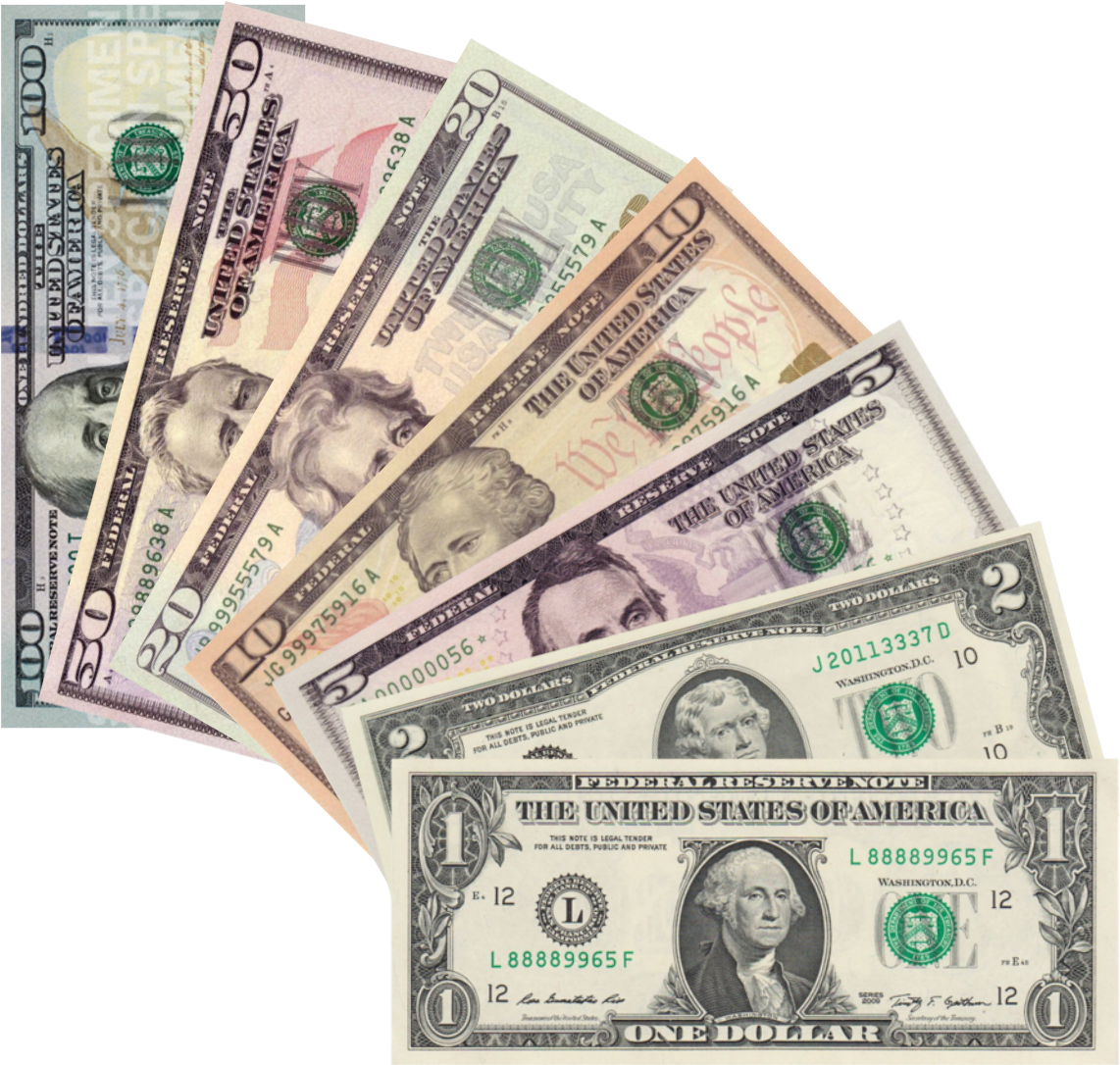 U S Currency Denominations Fanned Out