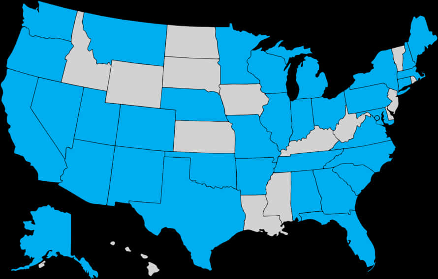 U S Map Blueand Gray States
