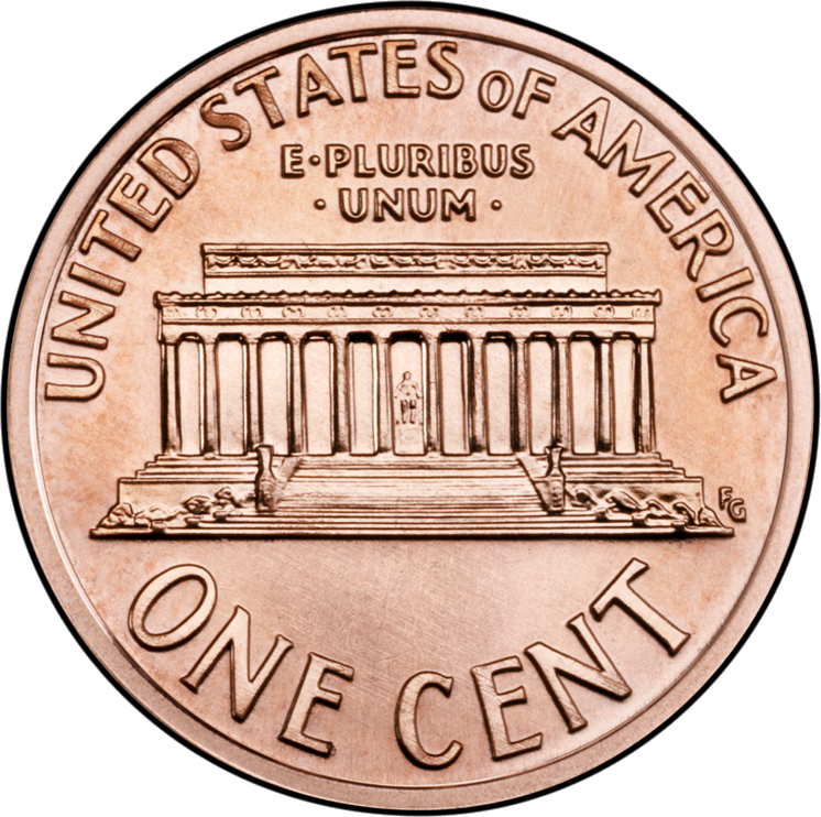 U S One Cent Coin Reverse