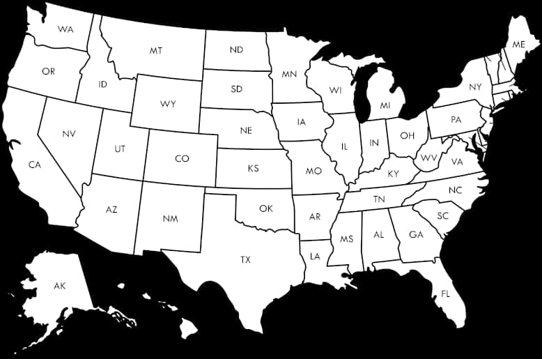 U S States Outline Mapwith State Names