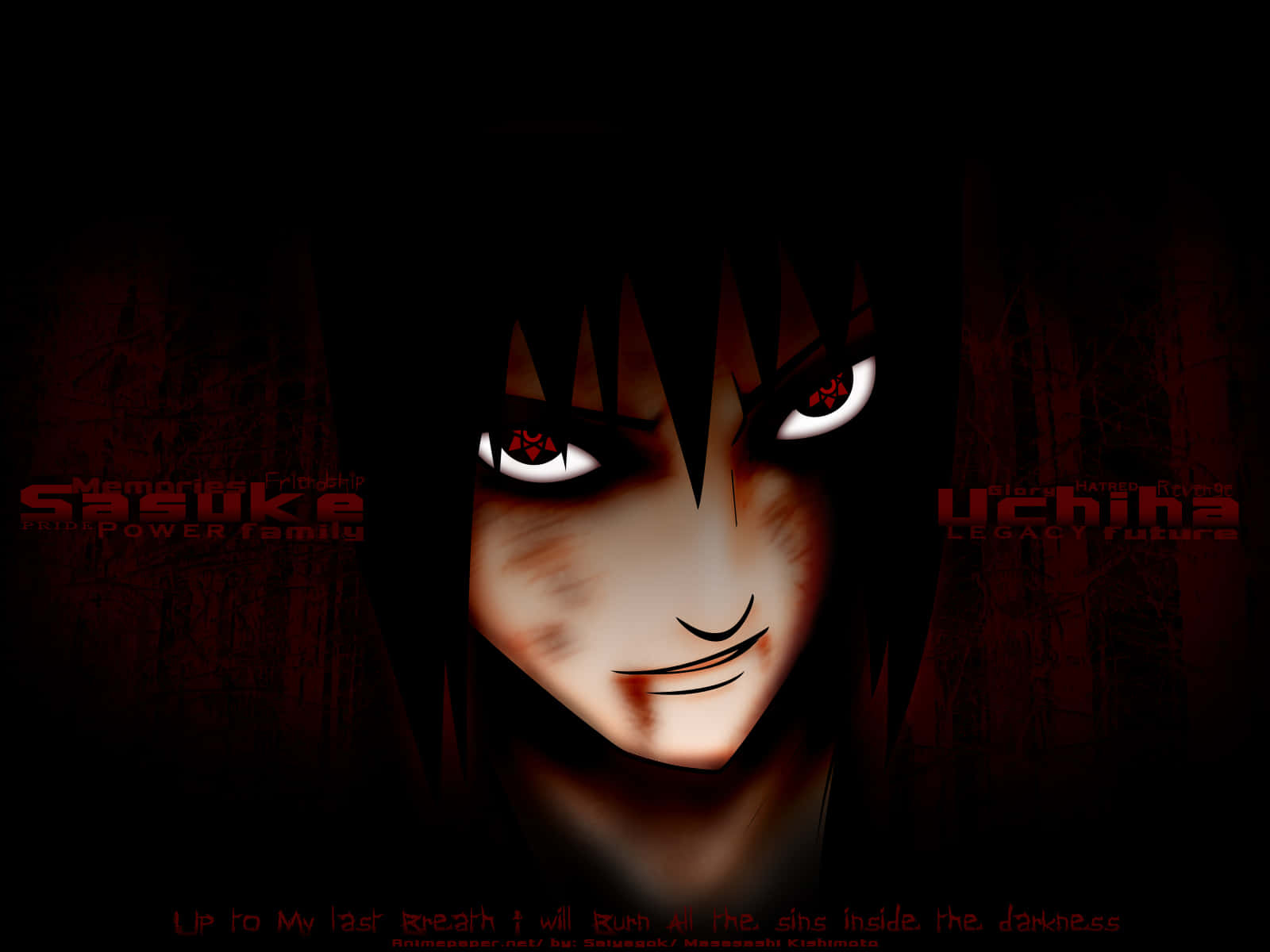 Uchiha Sasuke Red Eyes Dark Artwork