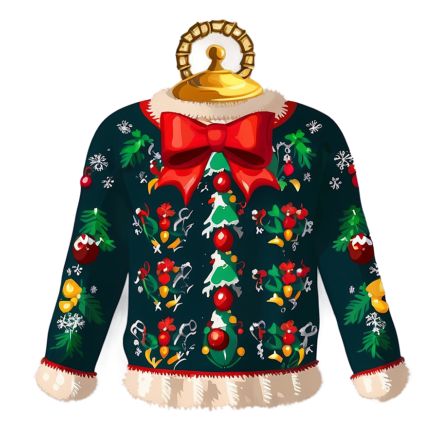 Ugly Christmas Sweater With Bells Png Oty