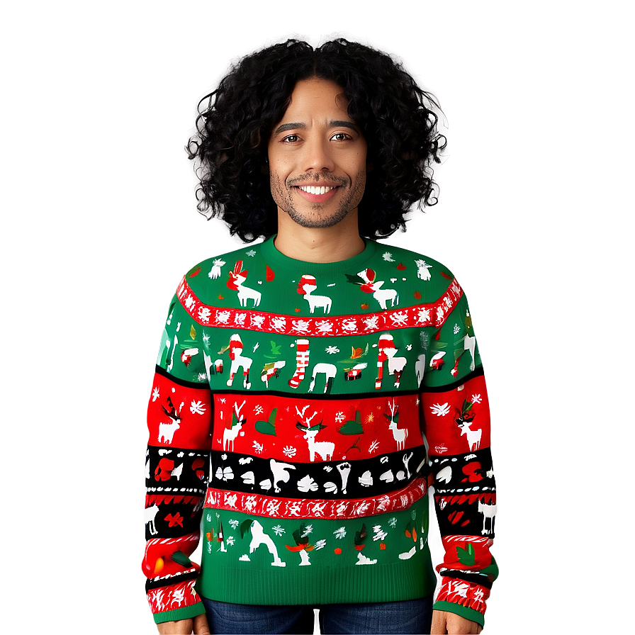 Ugly Christmas Sweater With Lights Png 06122024