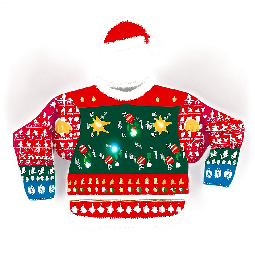 Ugly Christmas Sweater With Lights Png Lrr81