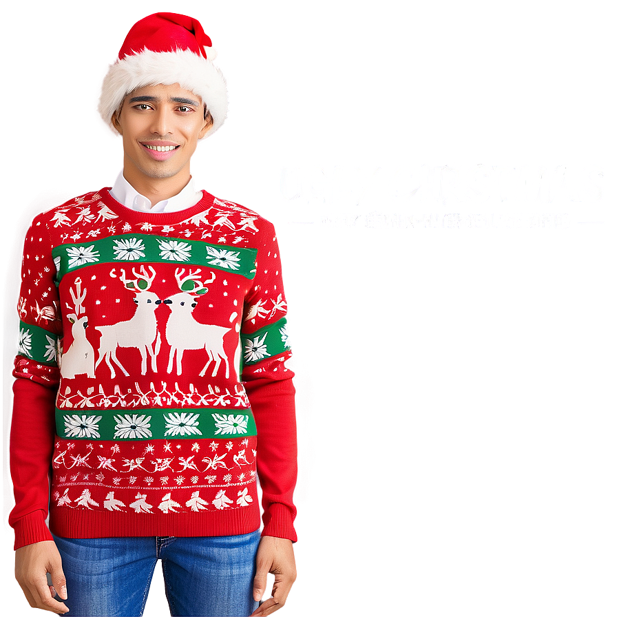 Ugly Christmas Sweater With Slogans Png Mau58