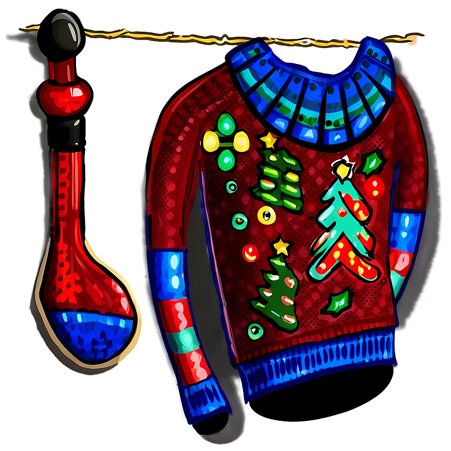 Ugly Christmas Sweater With Stockings Png Wgn86