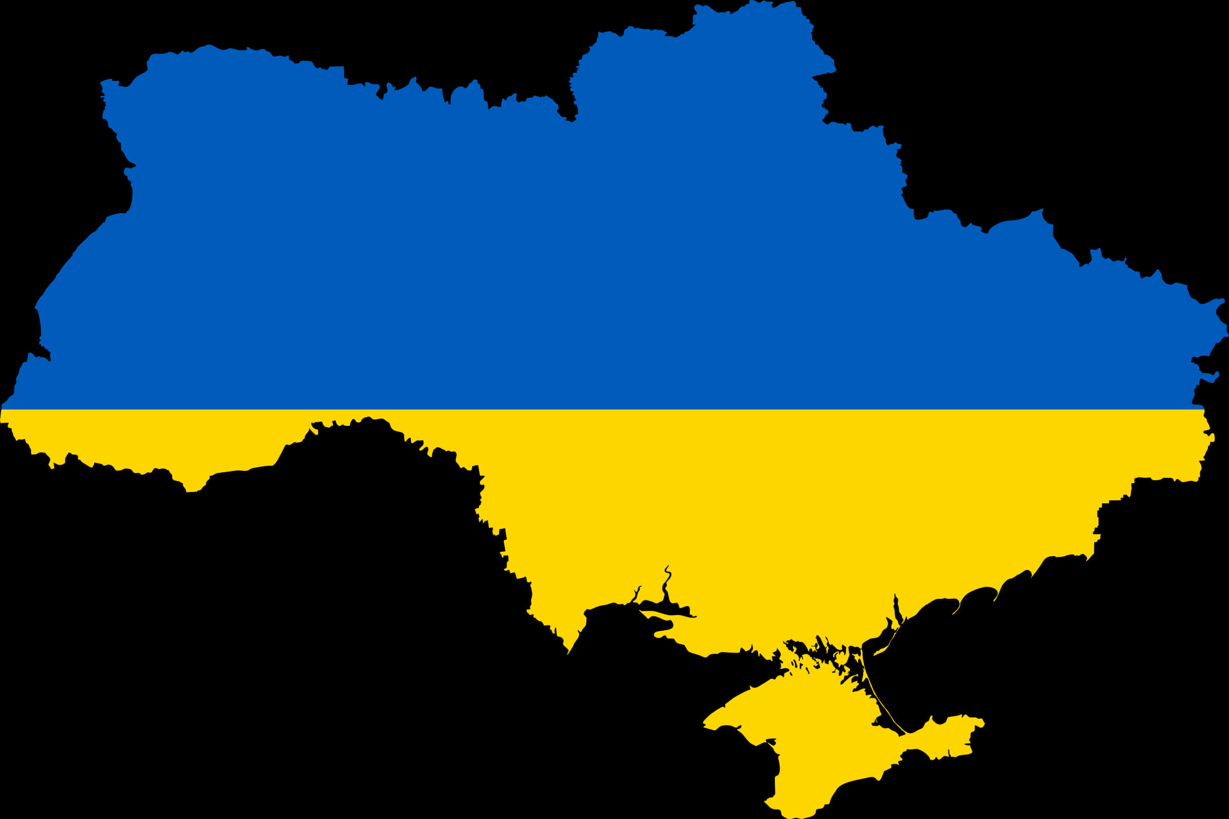 Ukraine Flag Silhouette Map