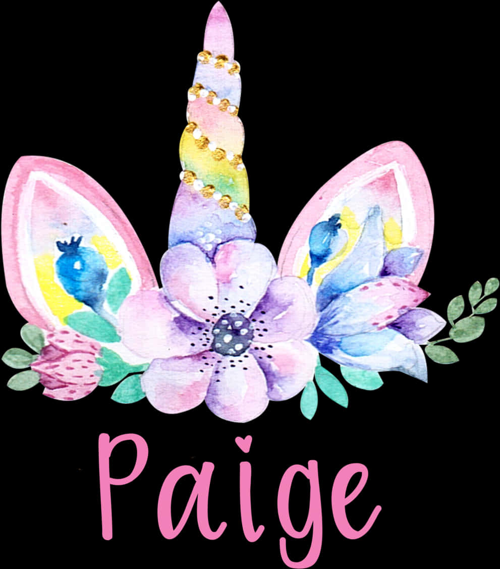 Unicorn Floral Headband Personalizedwith Name Paige