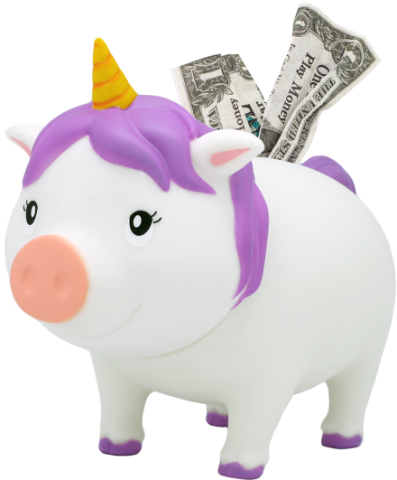 Unicorn Piggy Bankwith Cash