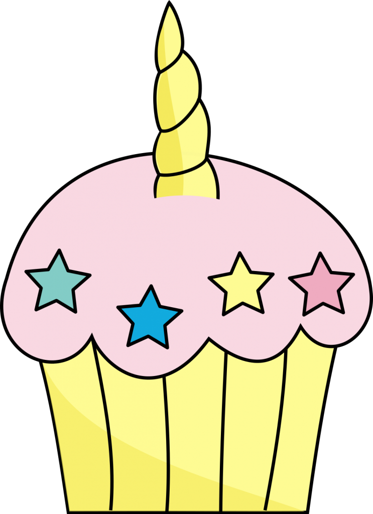 Unicorn Themed Cupcake Illustration